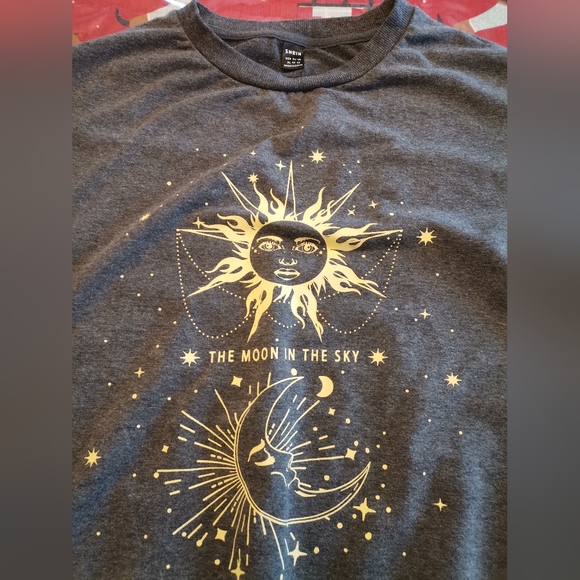 SHEIN Maternity Sun & Moon Print Drop Shoulder Sweatshirt Dress size XL - Picture 2 of 3